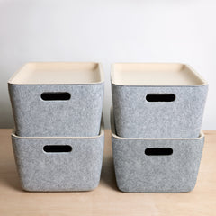 Open Spaces Large Felt Storage Bins - Set of 2 - with Lids